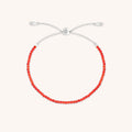 Carnelian July Beaded Bracelet in Solid White Gold