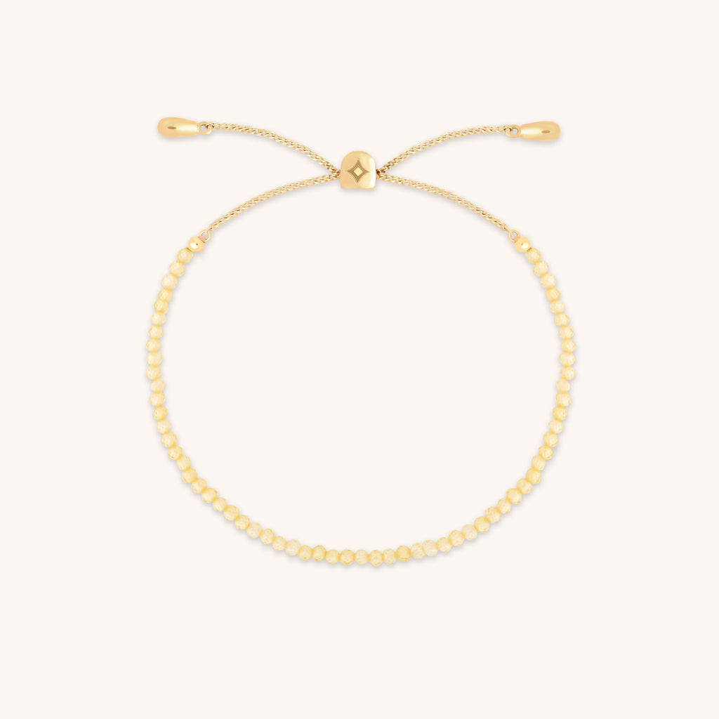 Citrine November Beaded Bracelet in Solid Gold