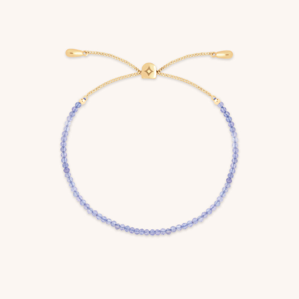 Tanzanite December Beaded Bracelet in Solid Gold