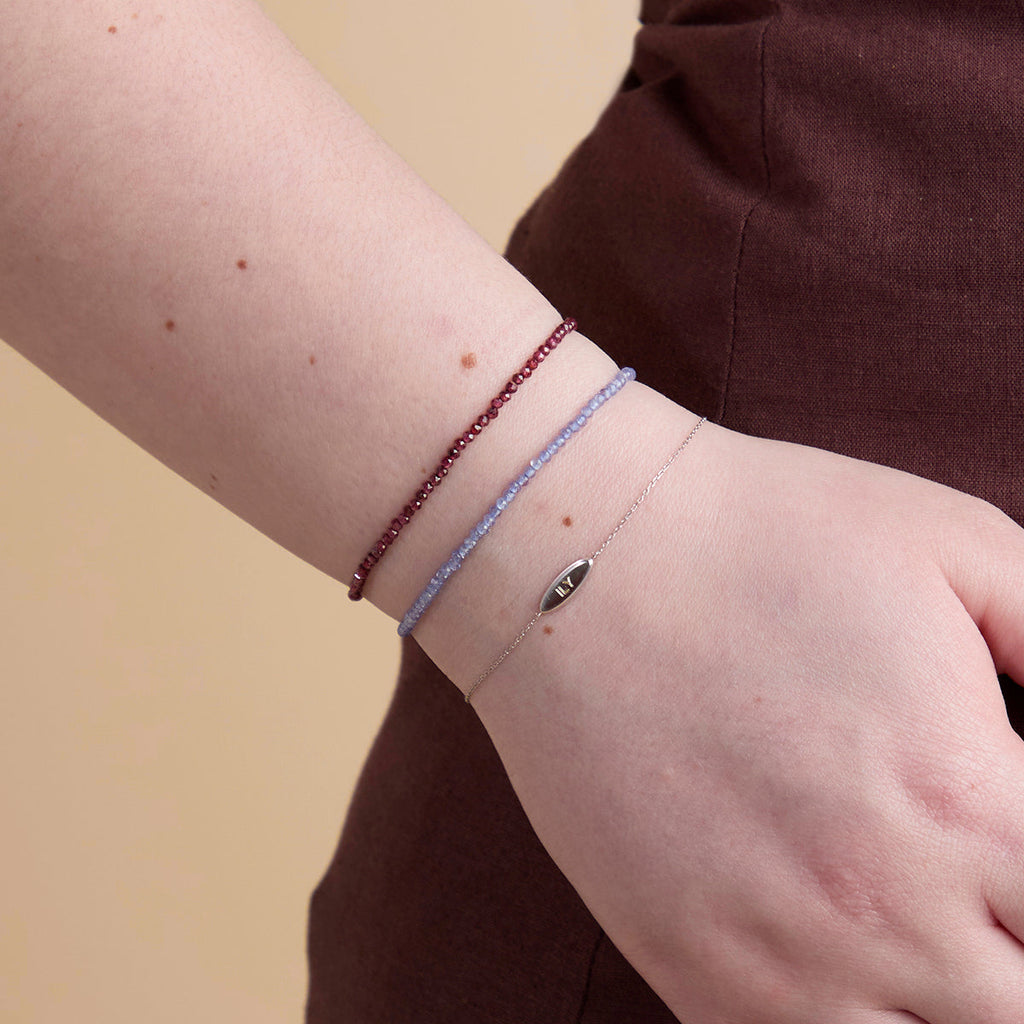 Tanzanite December Beaded Bracelet in Solid White Gold