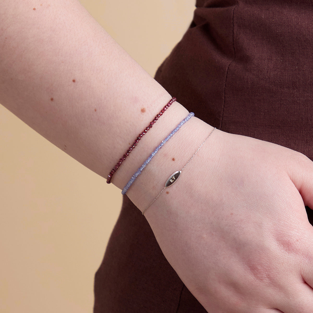 Tanzanite December Beaded Bracelet in Solid White Gold