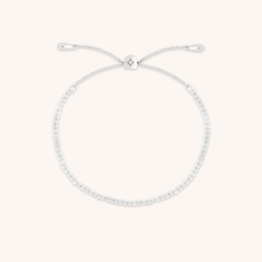 Topaz April Beaded Bracelet in Solid White Gold
