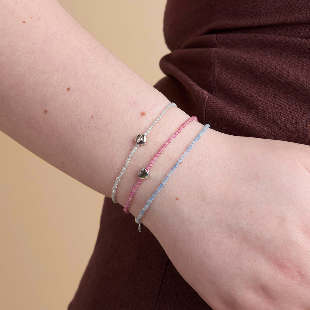 Topaz April Beaded Bracelet in Solid White Gold