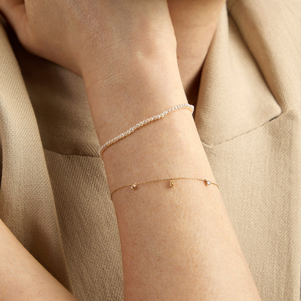 Pearl Beaded Bracelet in Solid Gold