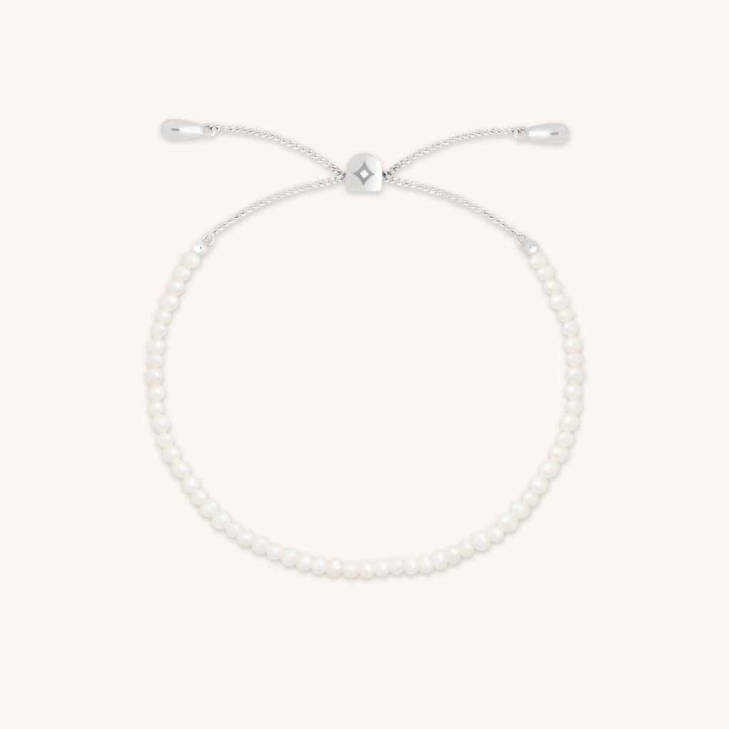 Pearl Beaded Bracelet in Solid White Gold