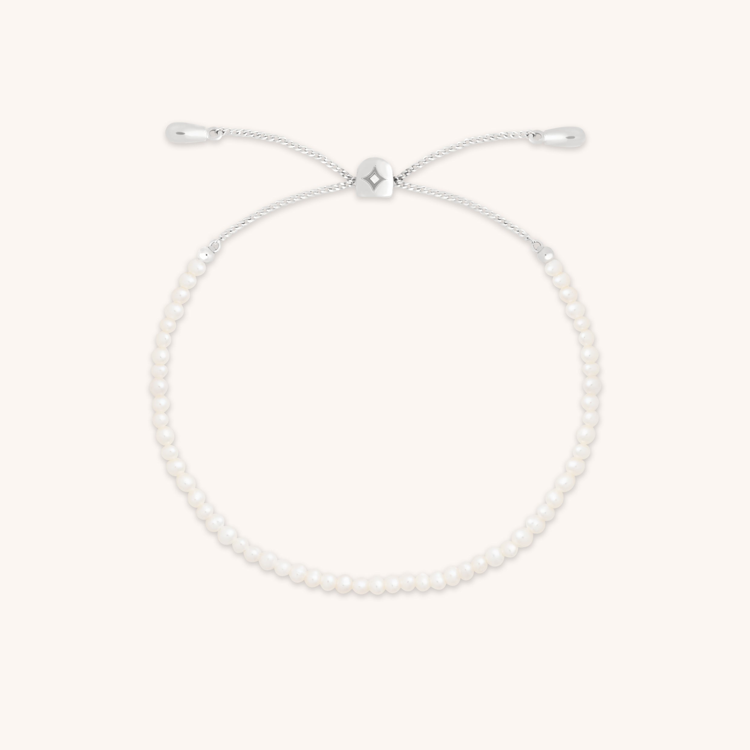 Pearl Beaded Bracelet in Solid White Gold