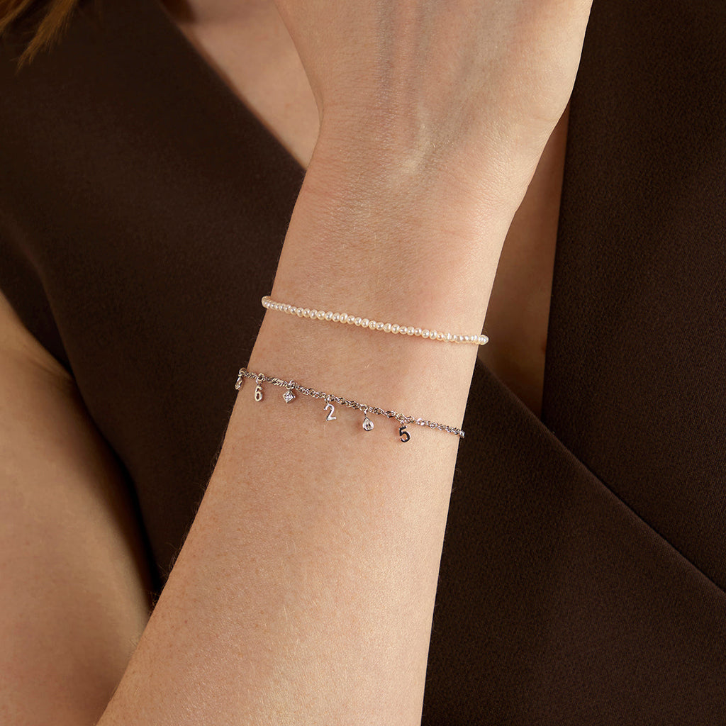 Pearl Beaded Bracelet in Solid White Gold
