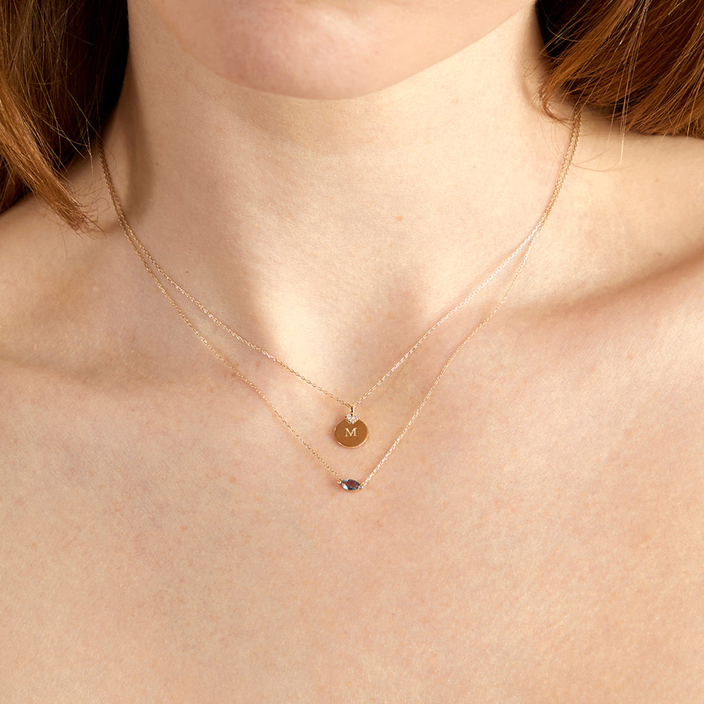 Diamond Coin Pendant Necklace in Solid Gold