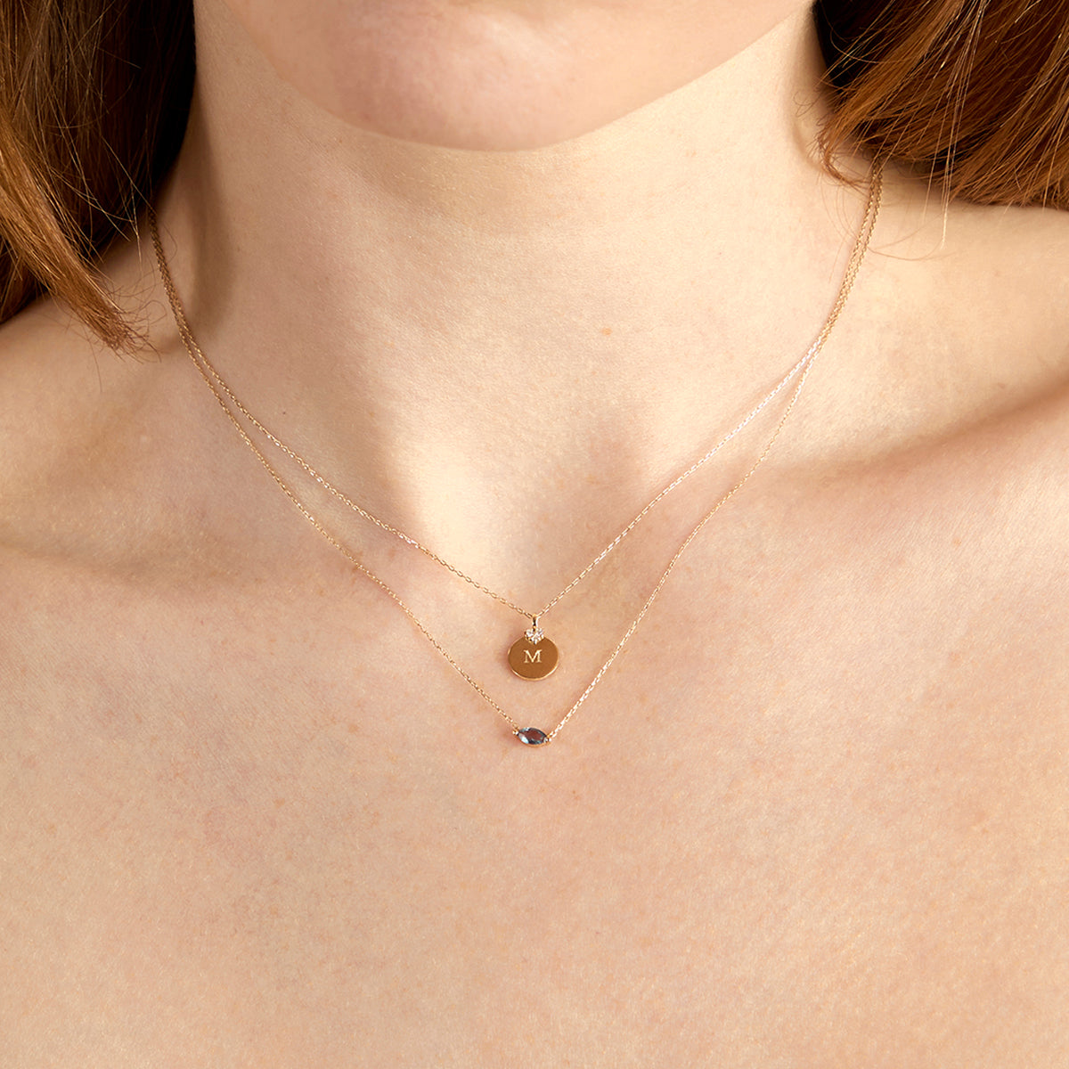 Diamond Coin Pendant Necklace in Solid Gold