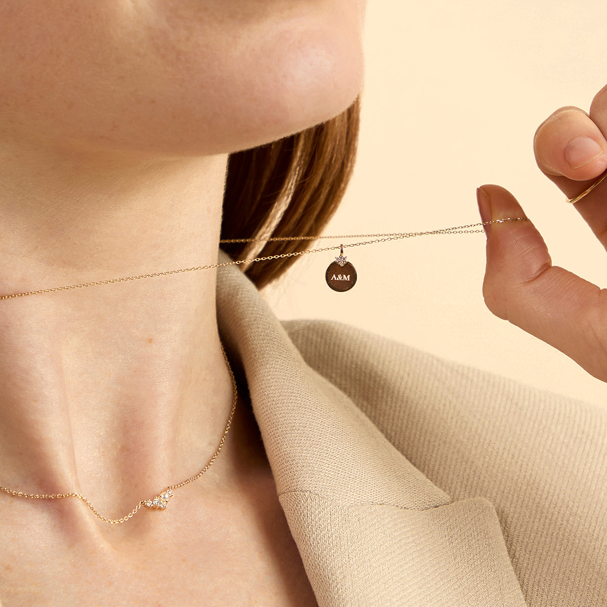 Diamond Coin Pendant Necklace in Solid Gold