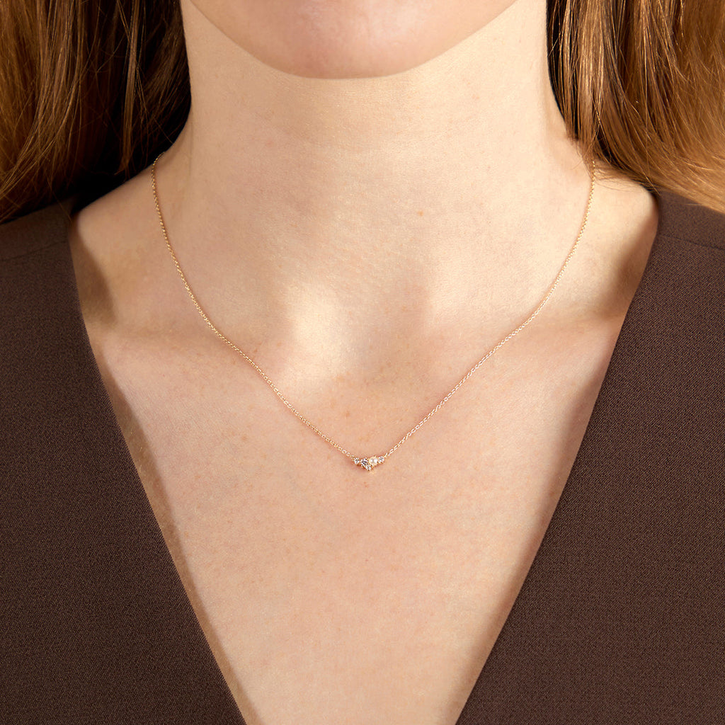 Diamond & Pearl Pendant Necklace in Solid Gold