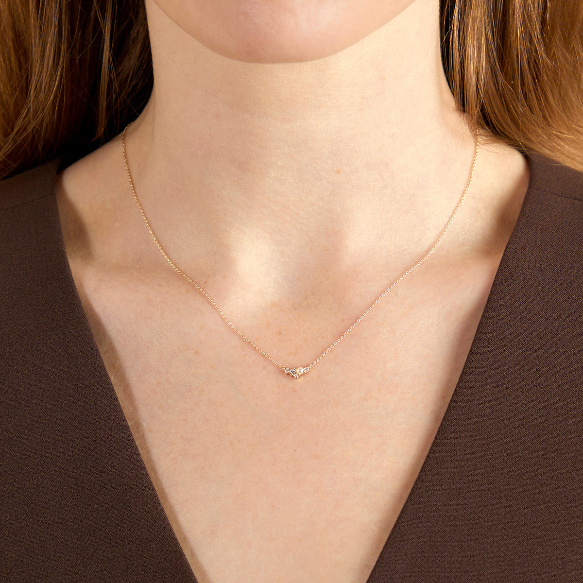 Diamond & Pearl Pendant Necklace in Solid Gold