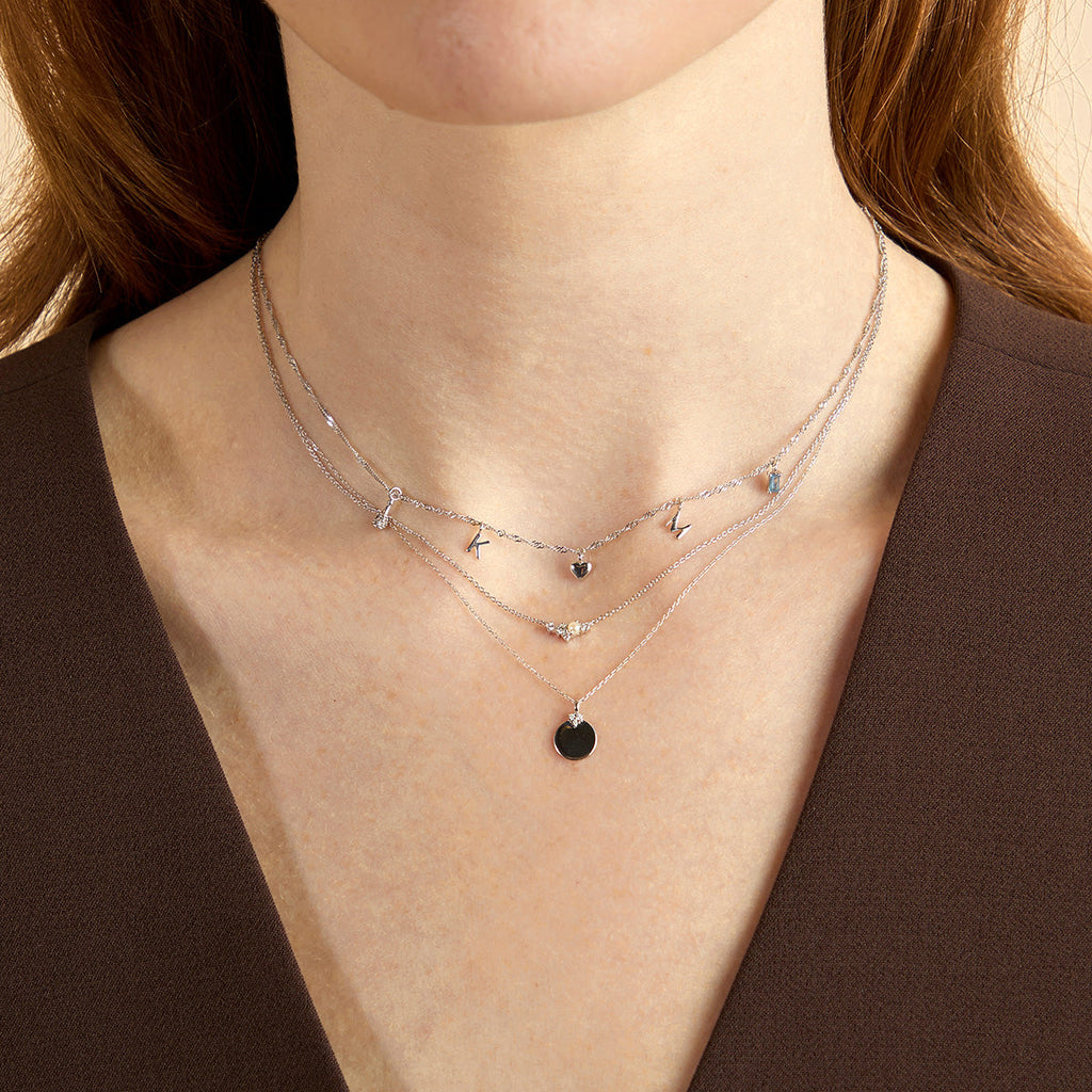 Diamond & Pearl Pendant Necklace in Solid White Gold