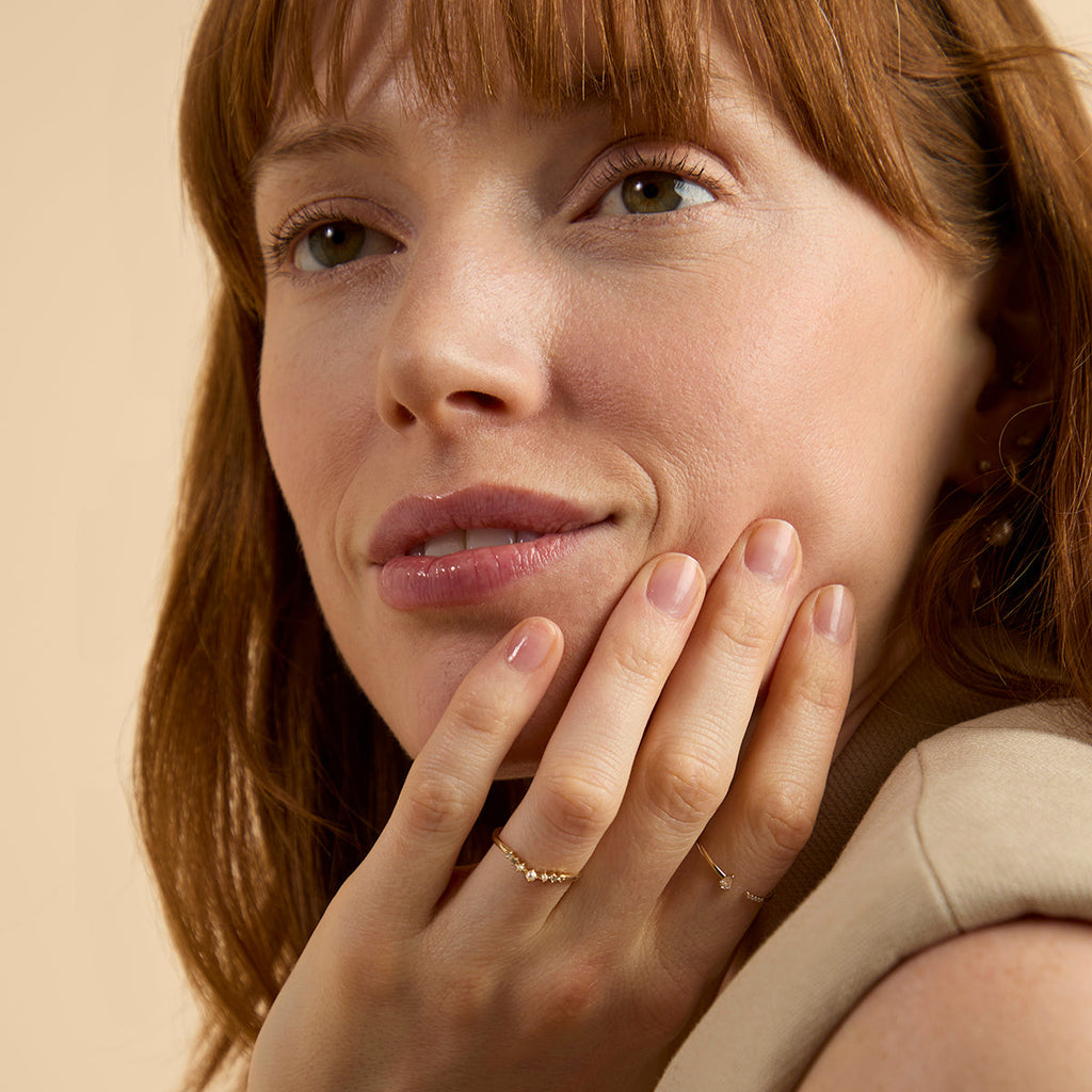 Diamond & Pearl Band Ring in Solid Gold