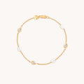 Pearl & Crystal Charm Bracelet in Gold
