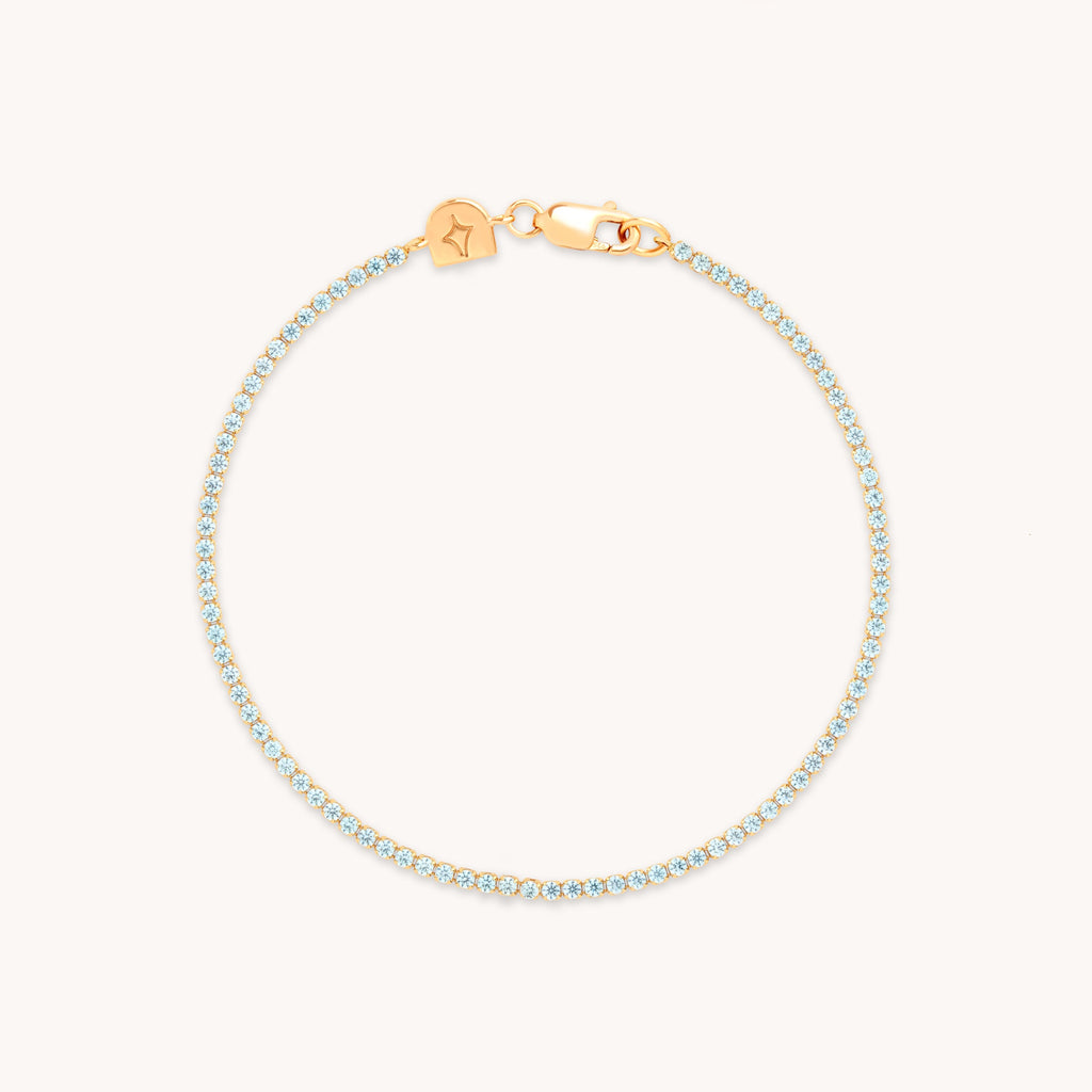 Blue Tennis Chain Bracelet in Gold