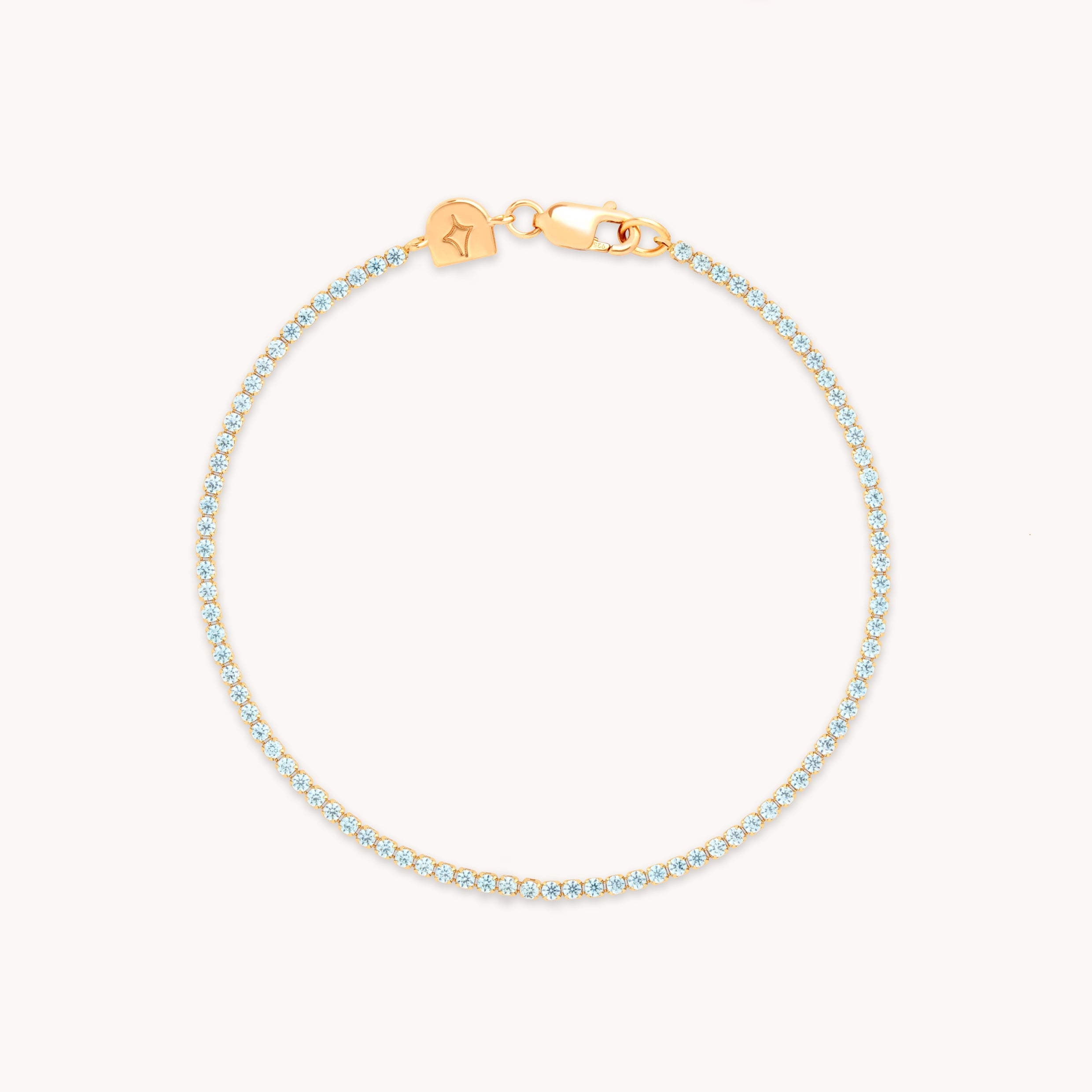 Blue Tennis Chain Bracelet in Gold