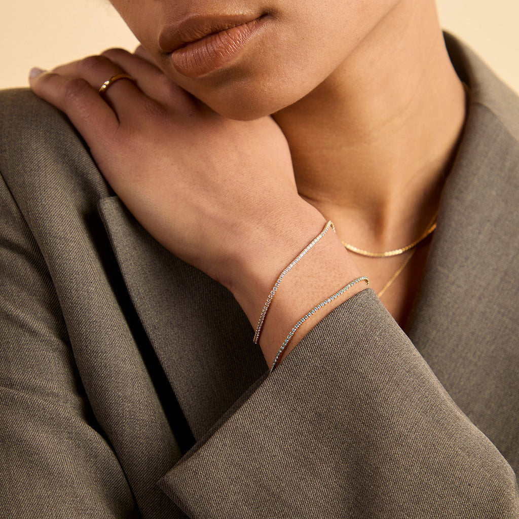 Blue Tennis Chain Bracelet in Gold