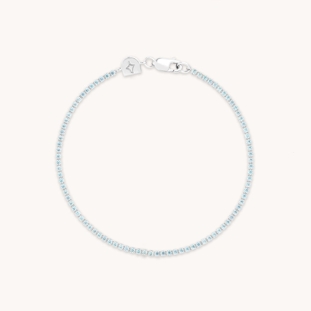 Blue Tennis Chain Bracelet in Silver