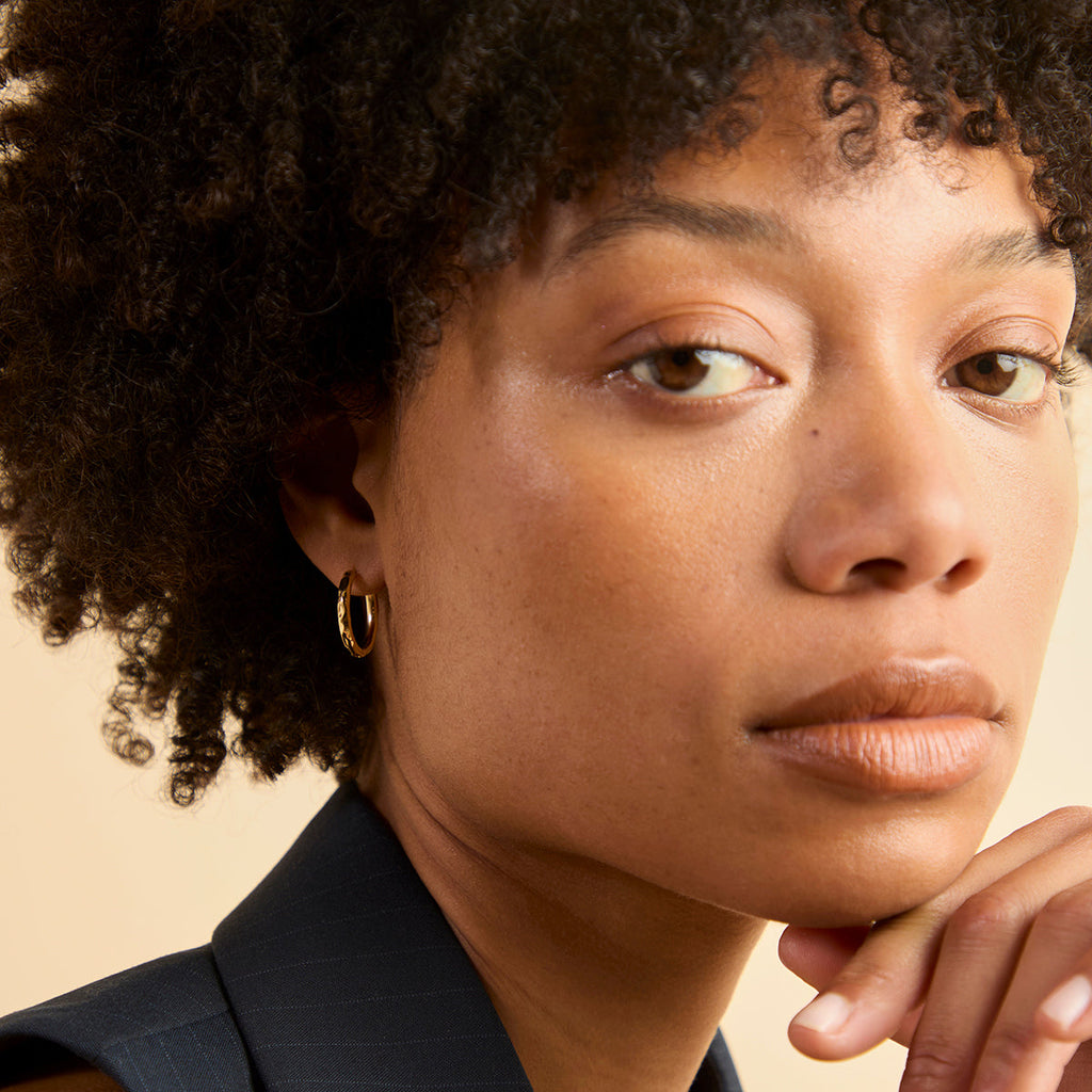 Molten Textured Hoops in Gold