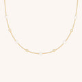 Pearl & Crystal Charm Necklace in Gold