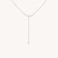 Pear Bezel Lariat Necklace in Silver