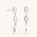 Pearl & Crystal Drop Studs in Silver