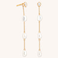 Pearl Chain Drop Studs in Gold
