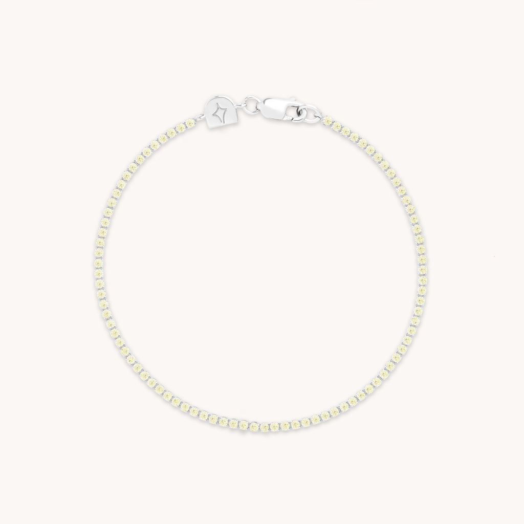 Green Tennis Chain Bracelet in Silver