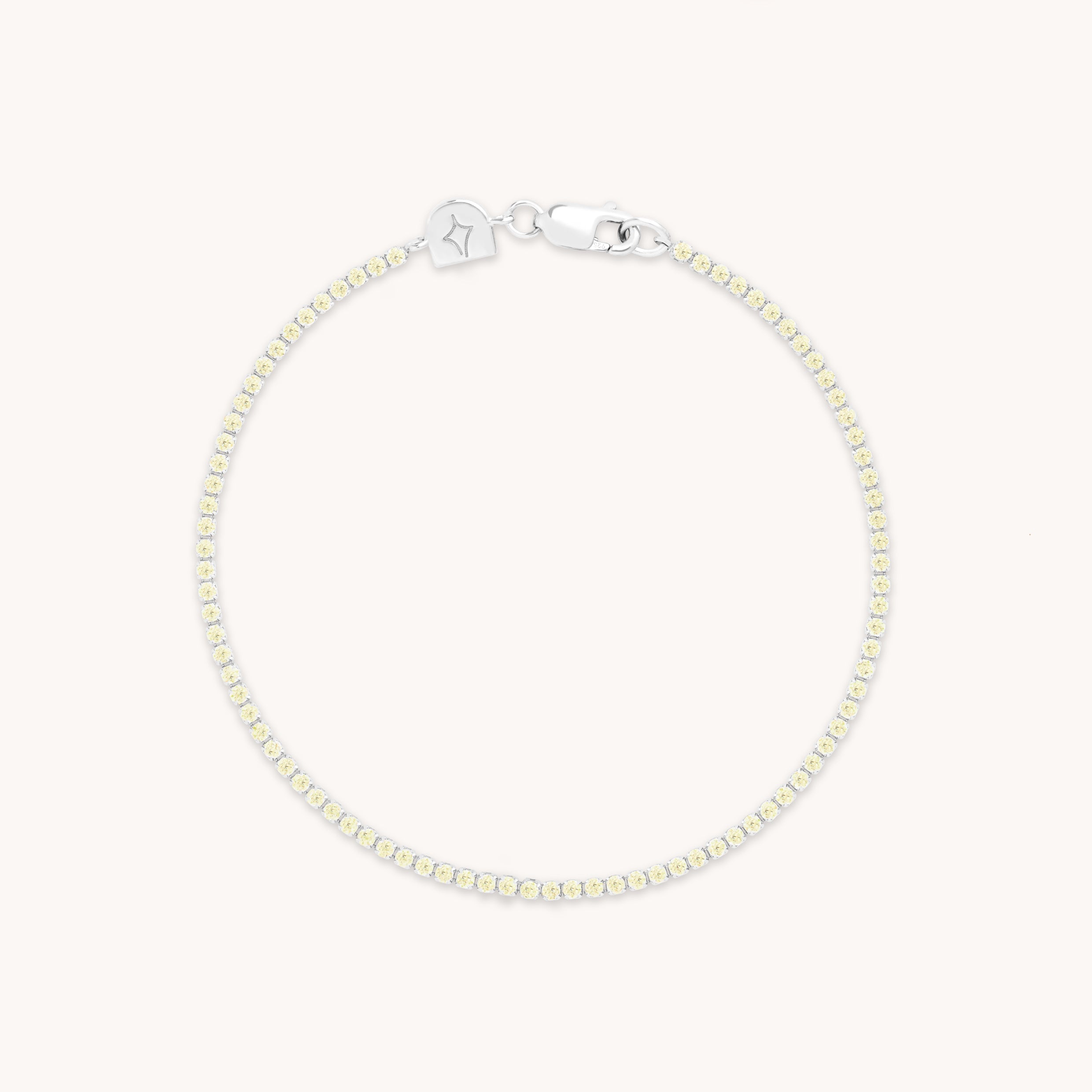 Green Tennis Chain Bracelet in Silver
