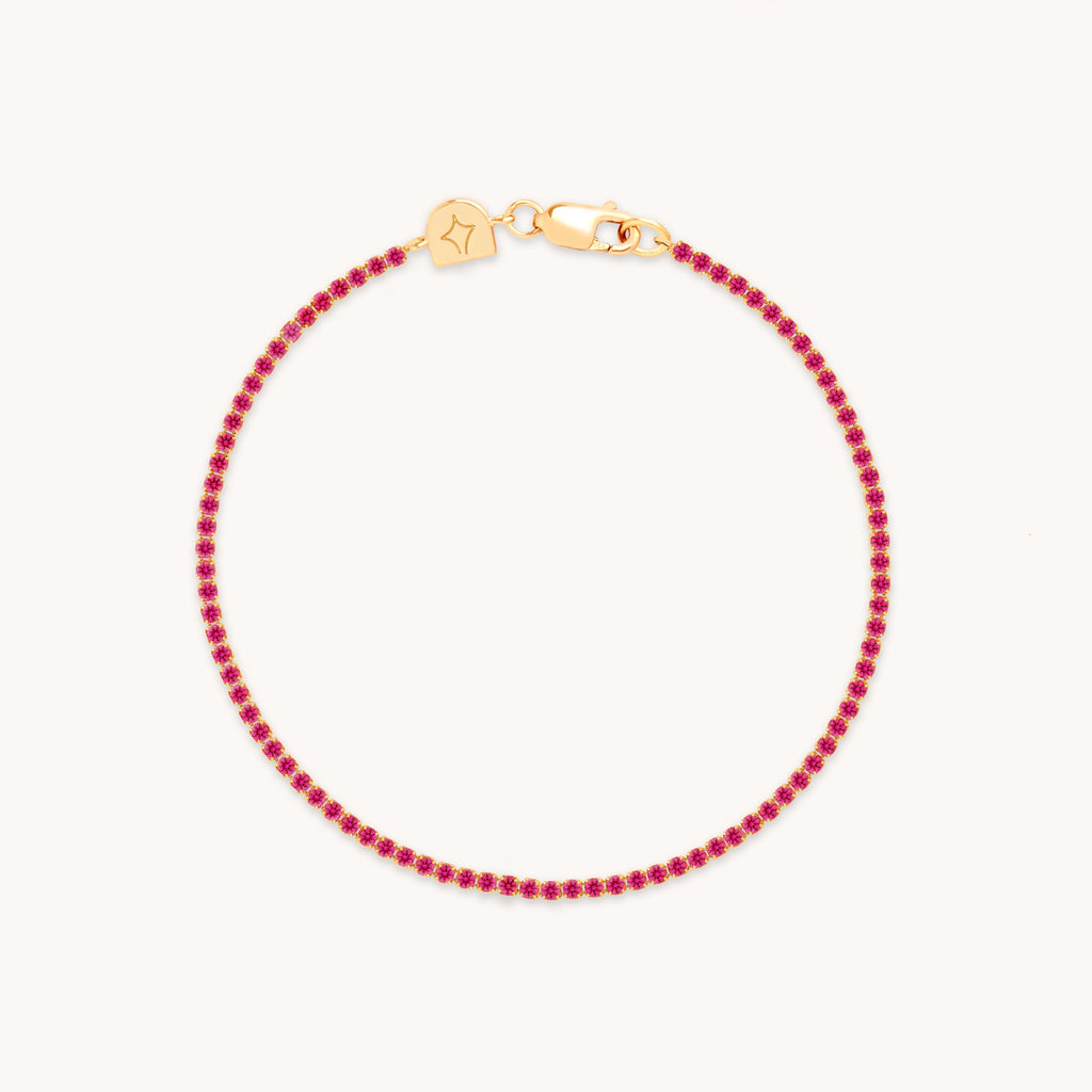 Pink Tennis Chain Bracelet in Gold