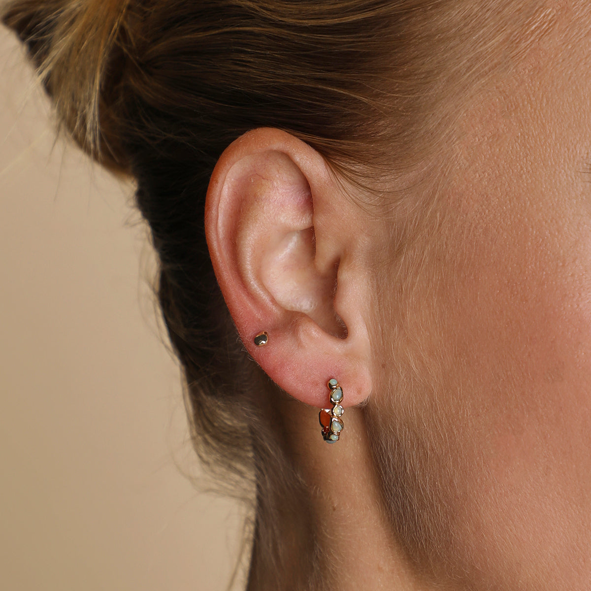 Molten Piercing Stud in Solid Gold