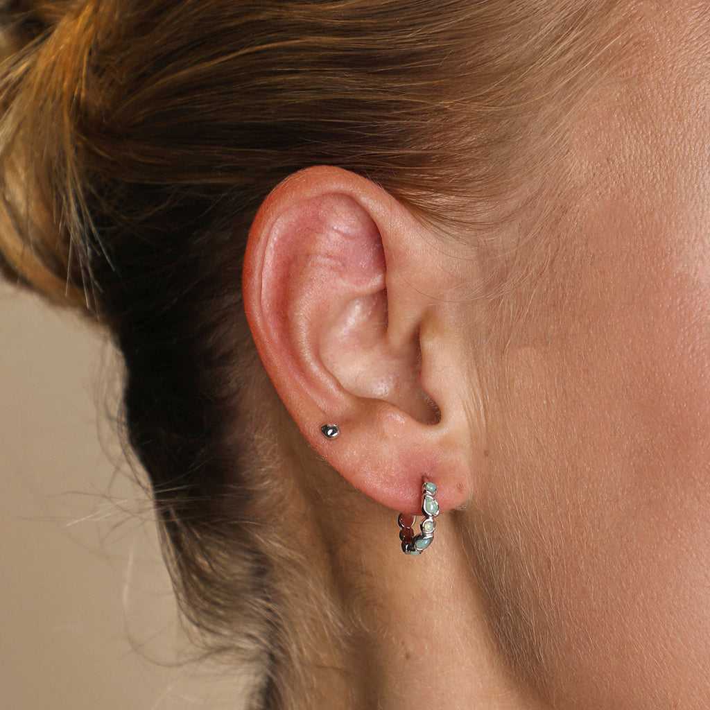 Molten Piercing Stud in Solid White Gold