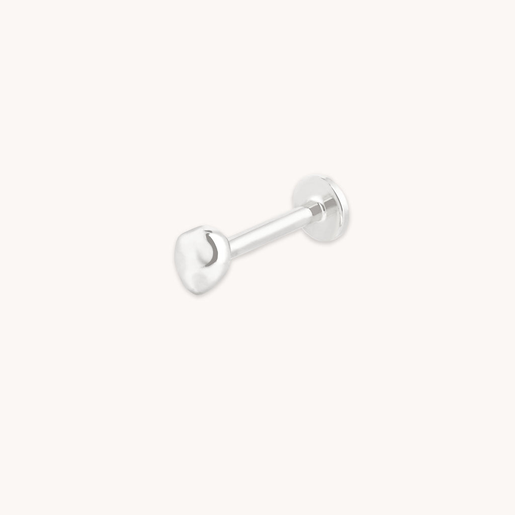Molten Piercing Stud in Solid White Gold