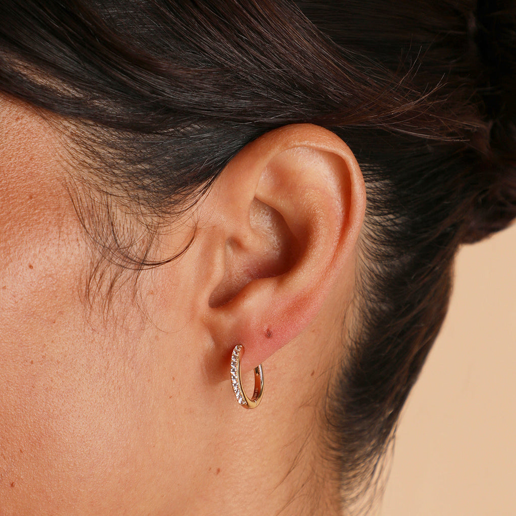 Essential Crystal Small Hoops in Gold
