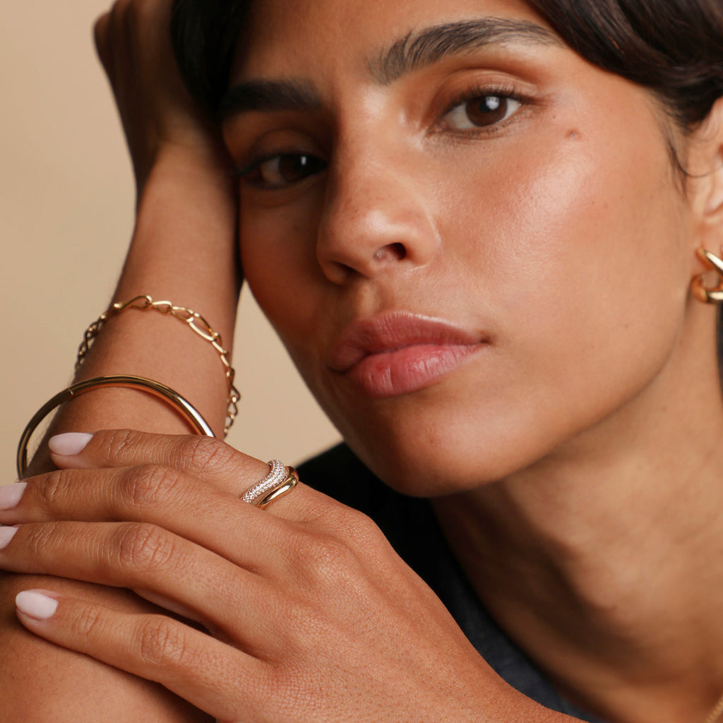 Wave Crystal Ring in Gold