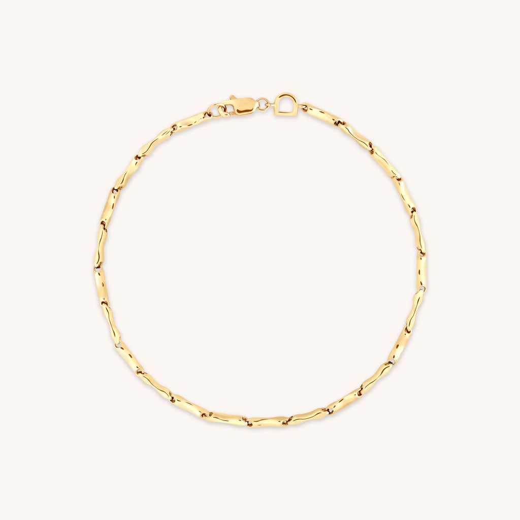 Molten Bar Chain Bracelet in Solid Gold