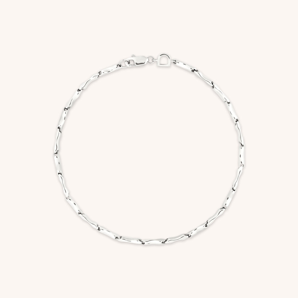 Molten Bar Chain Bracelet in Solid White Gold