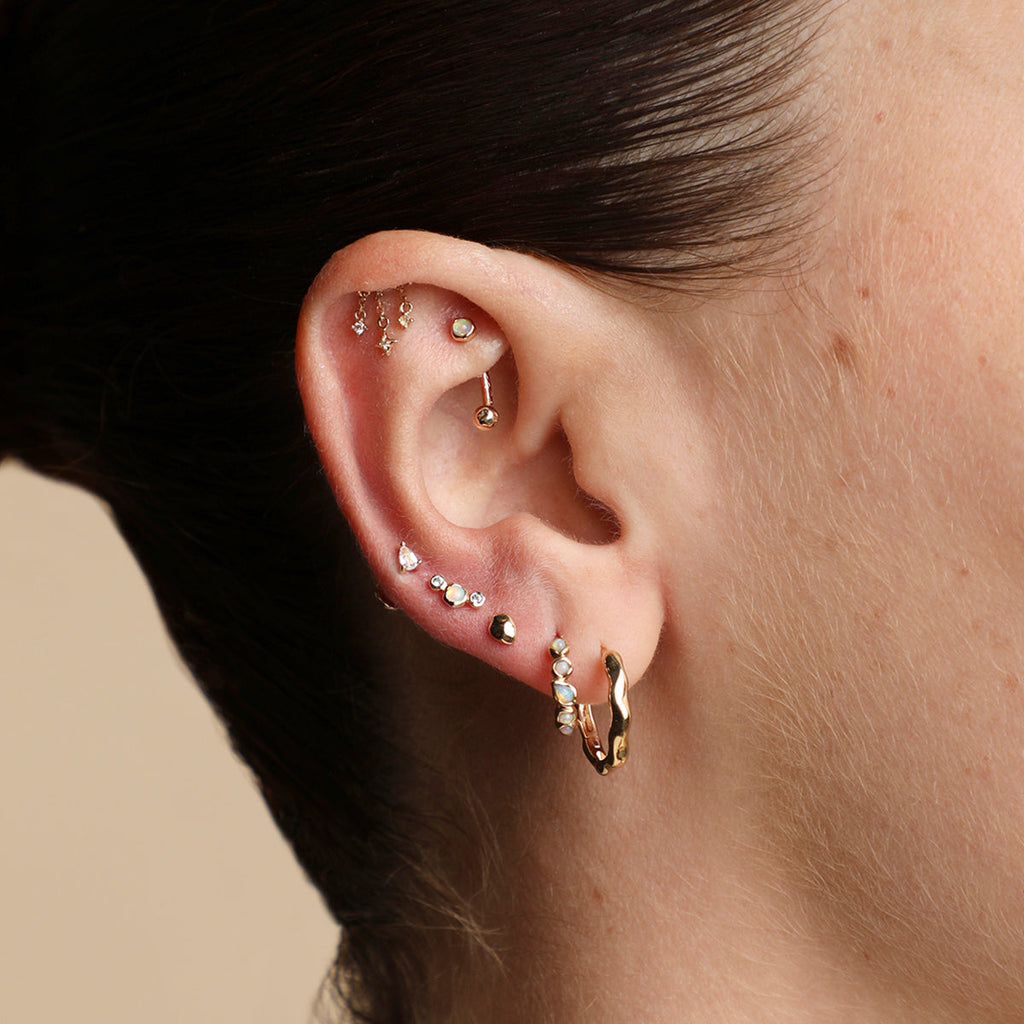 Molten Textured Hoops in Solid Gold