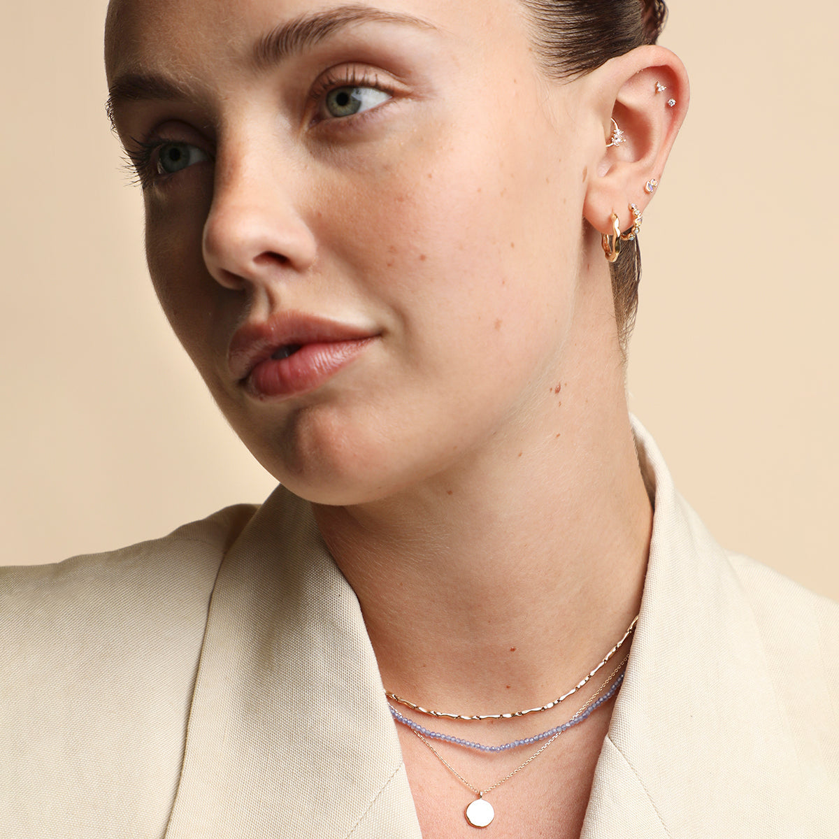 Molten Textured Hoops in Solid Gold