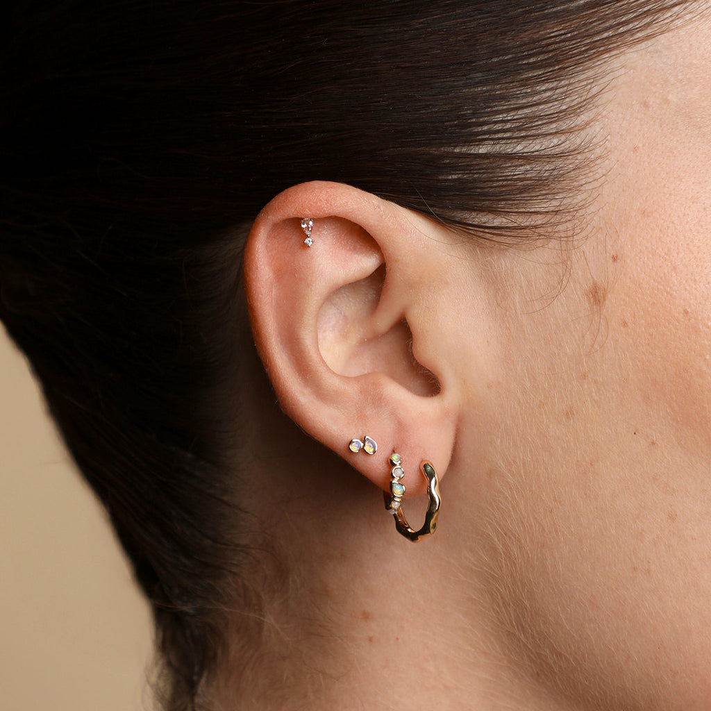 Opal Duo Studs in Solid Gold