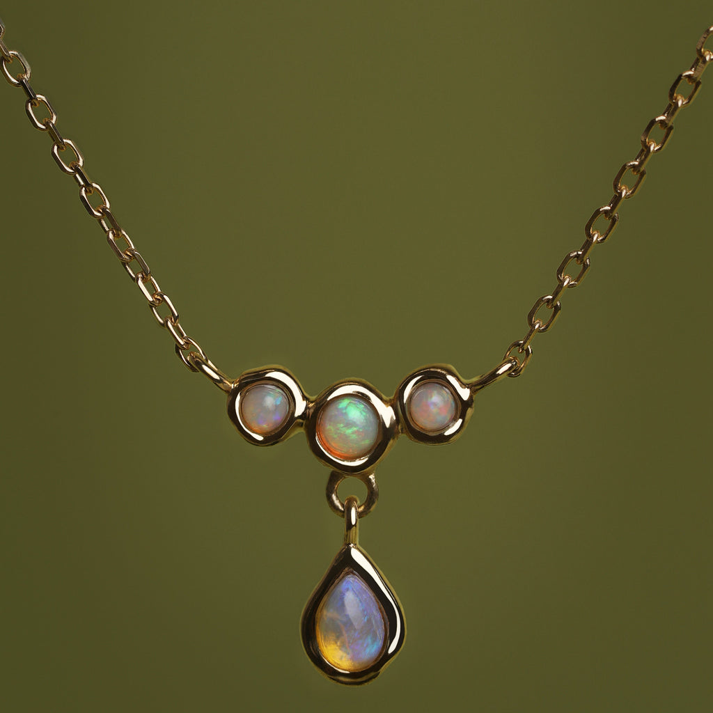Opal Cluster Pendant in Solid Gold