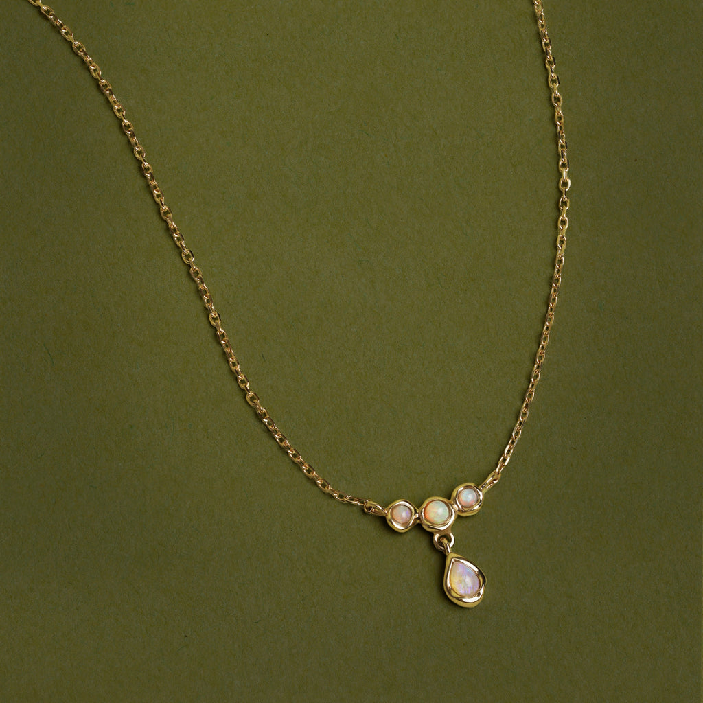 Opal Cluster Pendant in Solid Gold