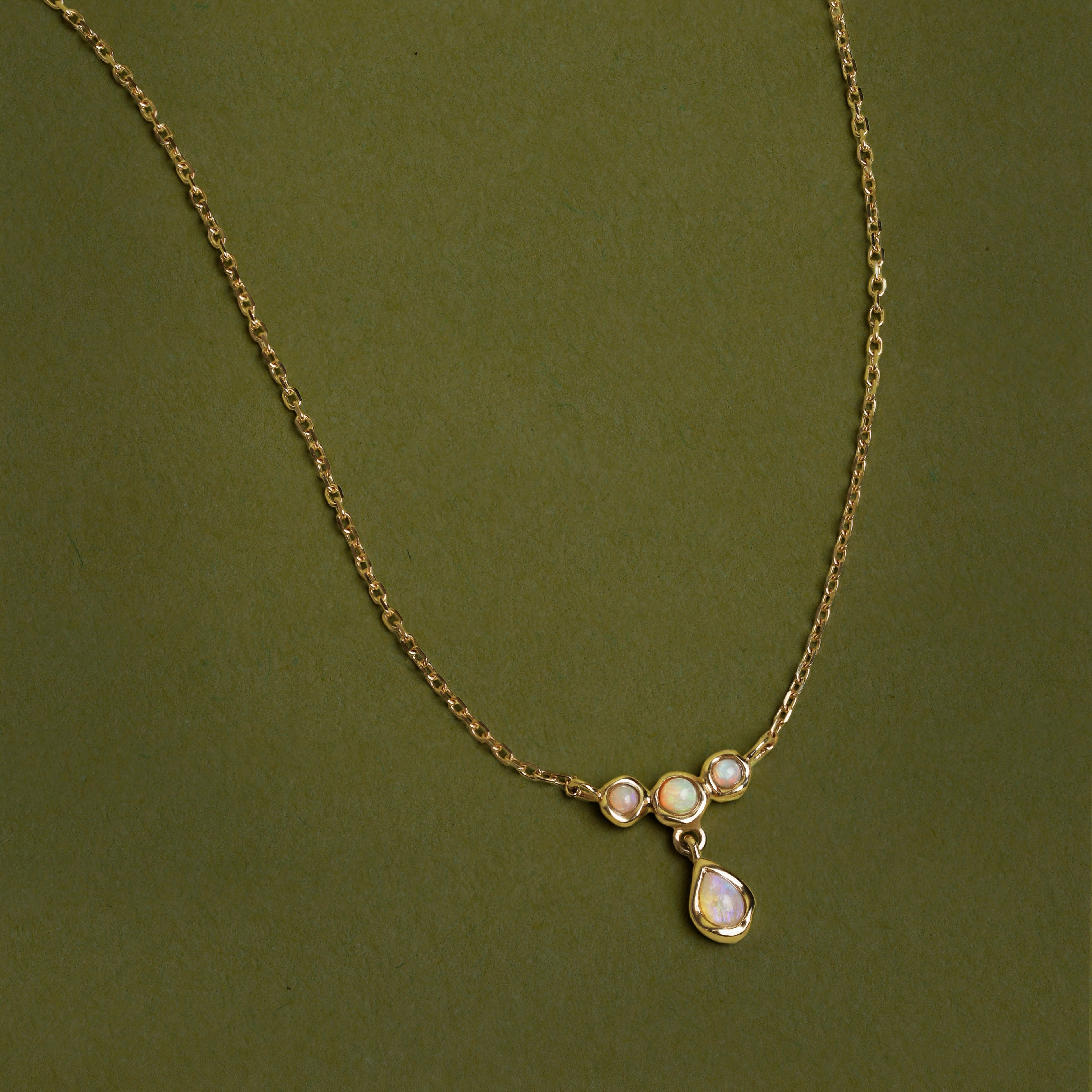 Opal Cluster Pendant in Solid Gold