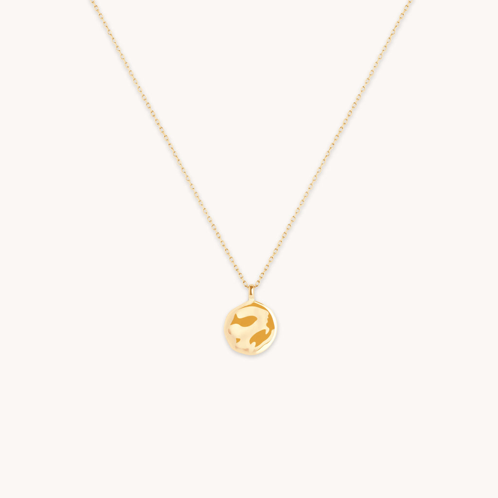 Molten Coin Pendant in Solid Gold