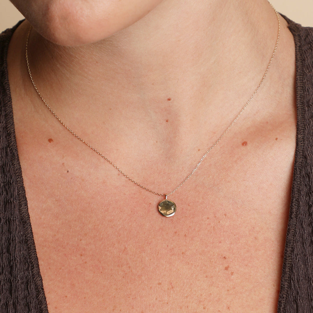 Molten Coin Pendant in Solid Gold