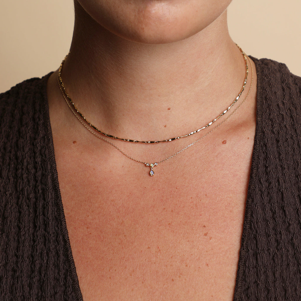 Molten Bar Chain Necklace in Solid Gold