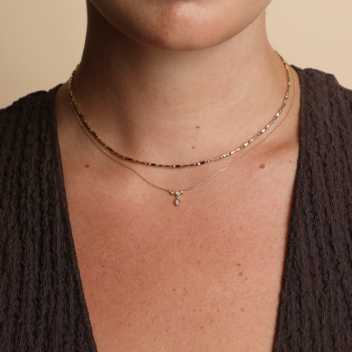 Molten Bar Chain Necklace in Solid Gold