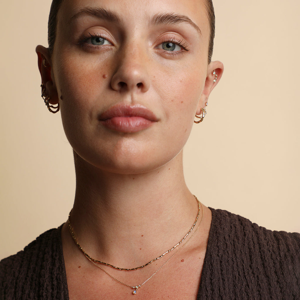 Molten Bar Chain Necklace in Solid Gold