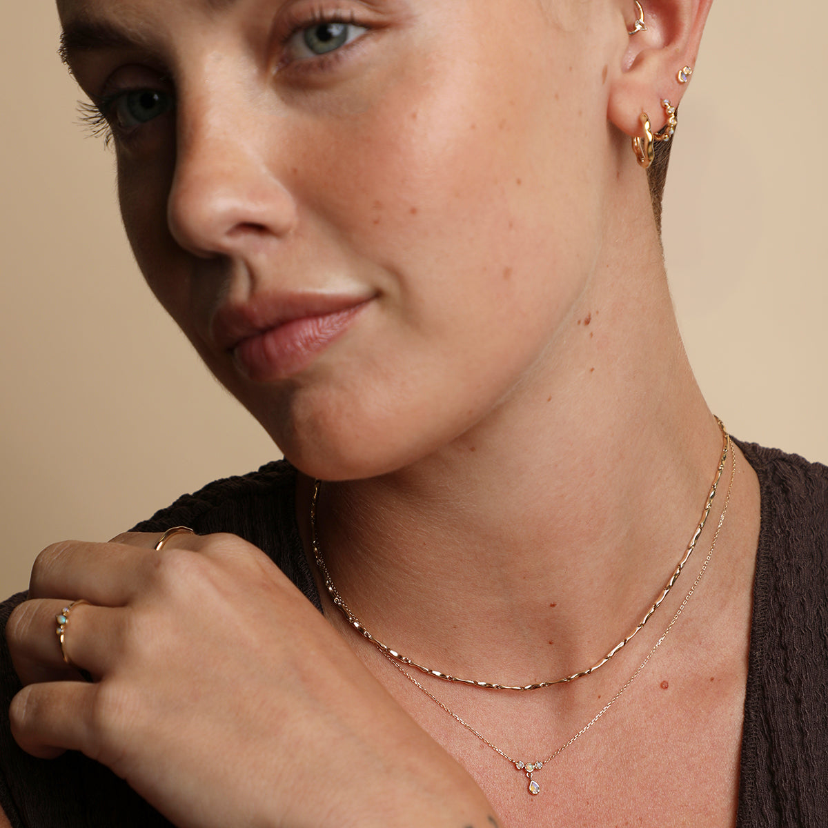 Molten Bar Chain Necklace in Solid Gold